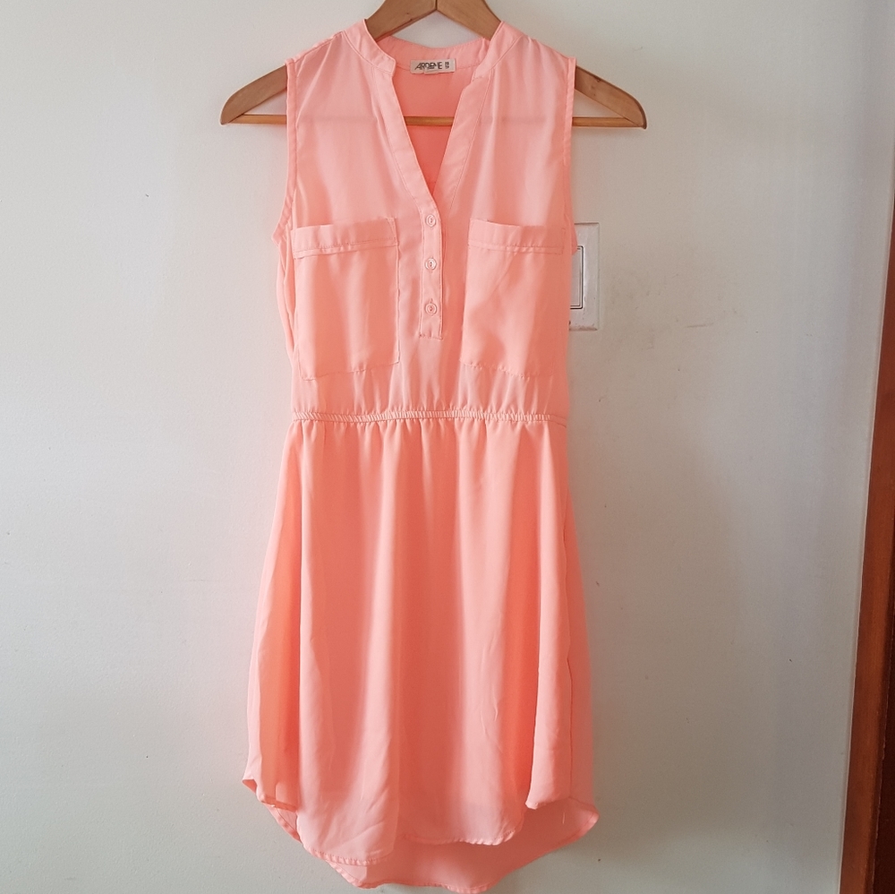 Coral High-Low Hem Dress